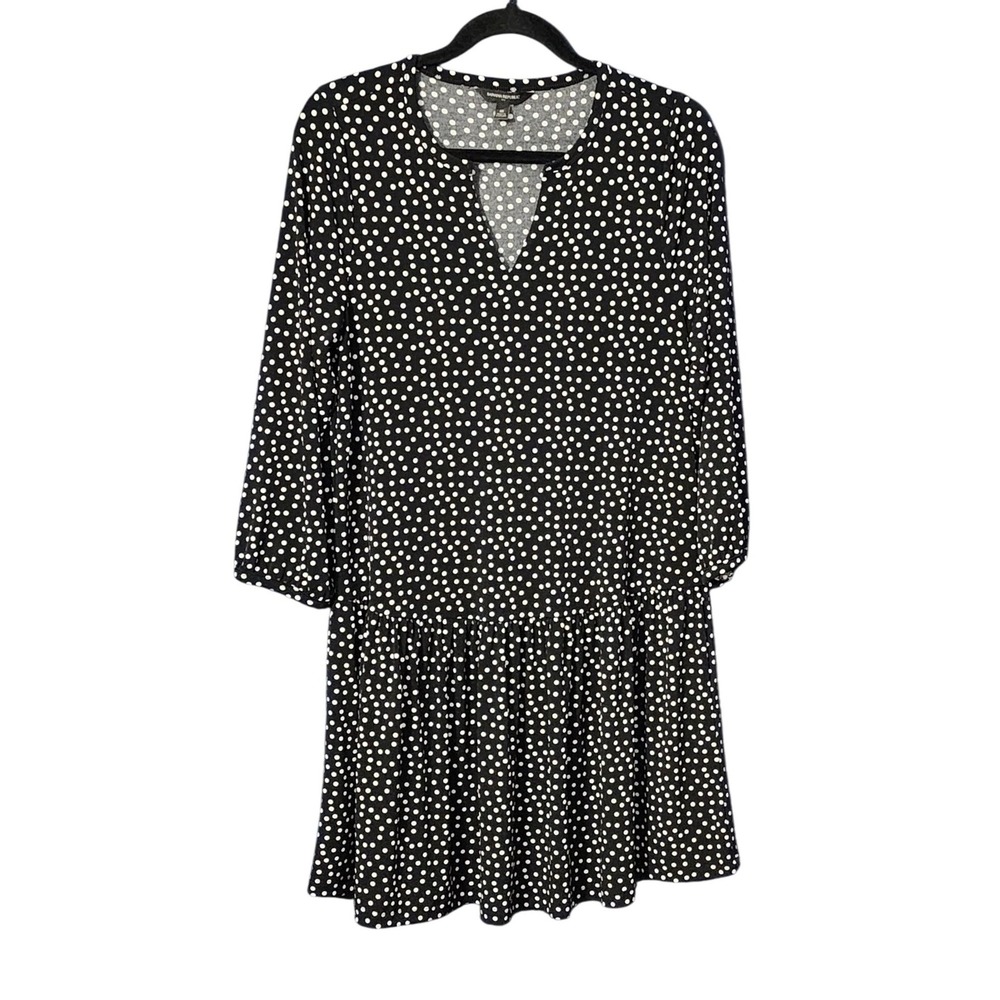 Banana Republic Women's Black Polka Dot Drop Waist Dress, M